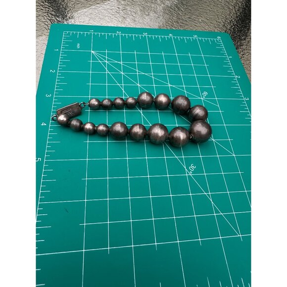 VTG Taxco Sterling Silver Chunky bench Bead Ball Bracelet Box Clasp Mexico 31g - Picture 9 of 16